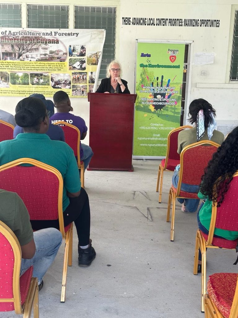 High Commissionner of Guyana speaking during the tree planting project with the RMAF